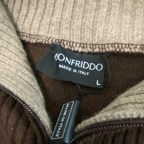 Gionfriddo Wool Cashmere 1/4 Zip Pullover Sweater Mens Size Large Brown - Picture 6 of 10